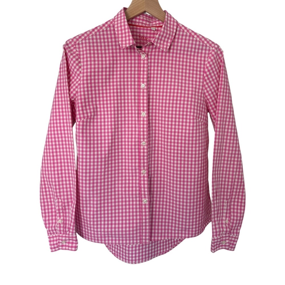 Boden The Classic Shirt Pink Gingham Button Down Long Sleeve Cotton Women Size 6
